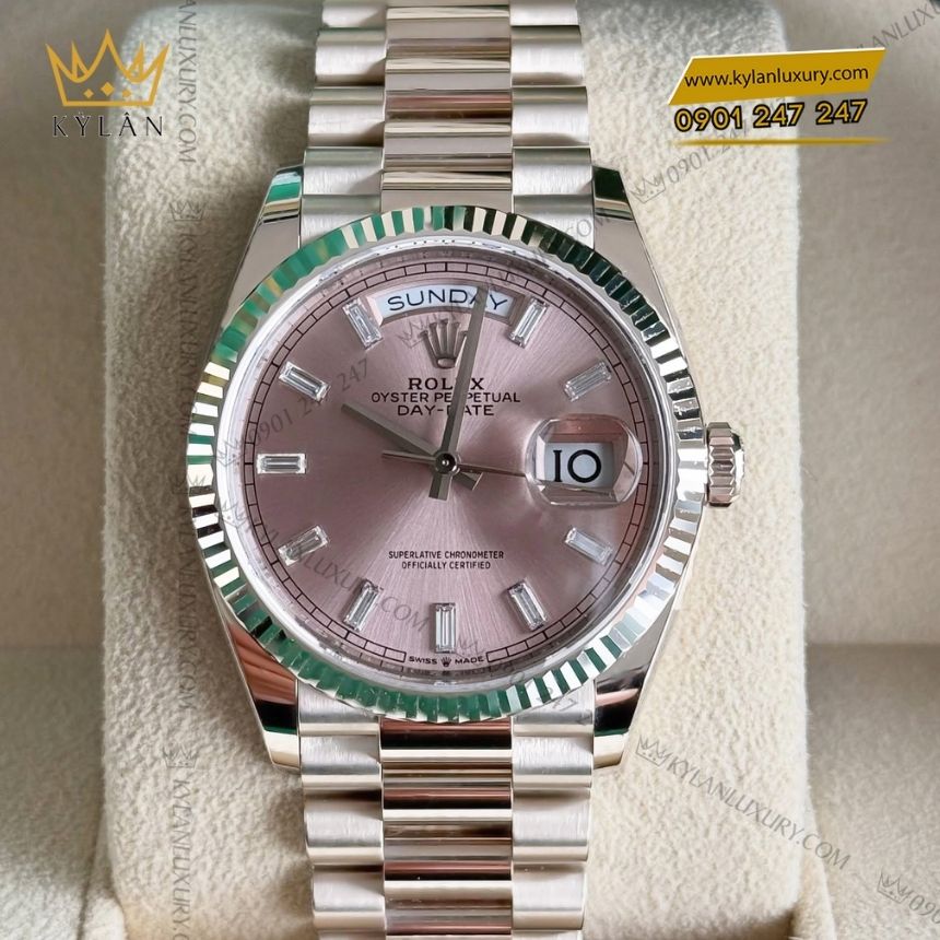 Kỳ Lân Luxury rolex day date 36 128239 0071 5 Đồng hồ Rolex Day Date 36 hồng cọc kim cương 128239-0071