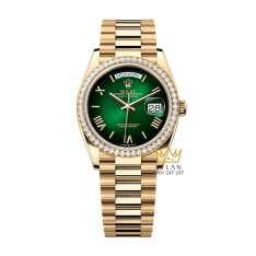 Đồng hồ Rolex Day Date 36 xanh ombre La Mã 128348RBR-0068