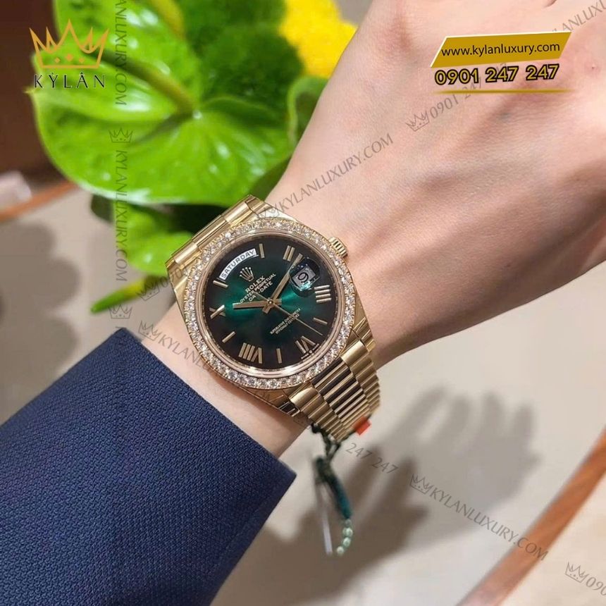 Kỳ Lân Luxury rolex day date 36 xanh ombree 128348rbr 0068 10 Đồng hồ Rolex Day Date 36 xanh ombre La Mã 128348RBR-0068