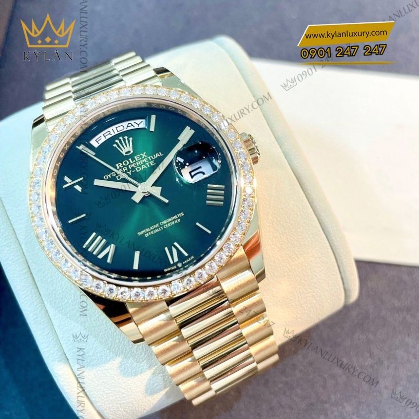 Kỳ Lân Luxury rolex day date 36 xanh ombree 128348rbr 0068 2 Đồng hồ Rolex Day Date 36 xanh ombre La Mã 128348RBR-0068