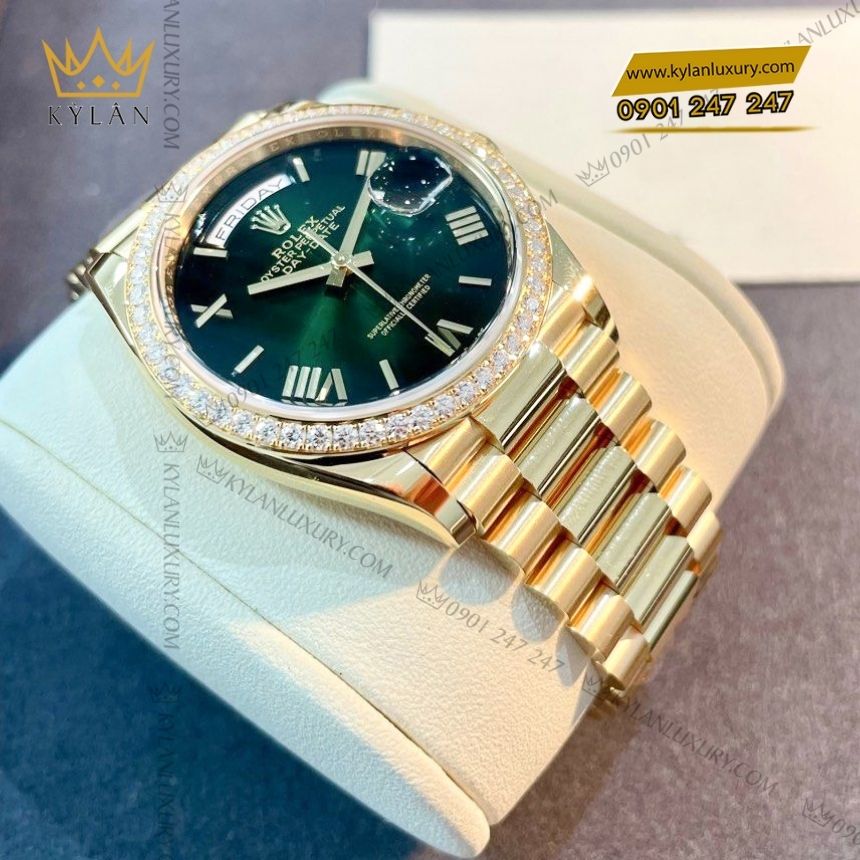 Kỳ Lân Luxury rolex day date 36 xanh ombree 128348rbr 0068 4 Đồng hồ Rolex Day Date 36 xanh ombre La Mã 128348RBR-0068