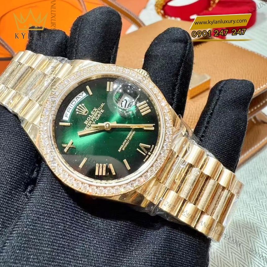 Kỳ Lân Luxury rolex day date 36 xanh ombree 128348rbr 0068 6 Đồng hồ Rolex Day Date 36 xanh ombre La Mã 128348RBR-0068