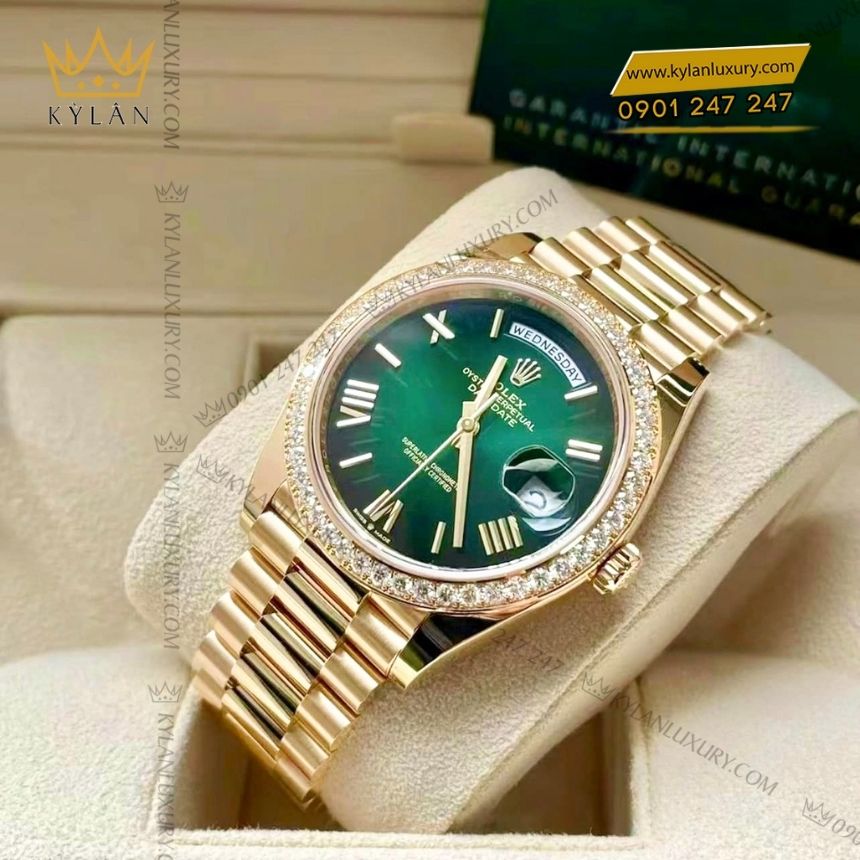 Kỳ Lân Luxury rolex day date 36 xanh ombree 128348rbr 0068 9 Đồng hồ Rolex Day Date 36 xanh ombre La Mã 128348RBR-0068