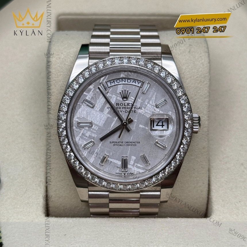 Kỳ Lân Luxury rolex day date 40 228349rbr 0040 6 Đồng hồ Rolex Day Date 40 thiên thạch vành kim 228349RBR-0040
