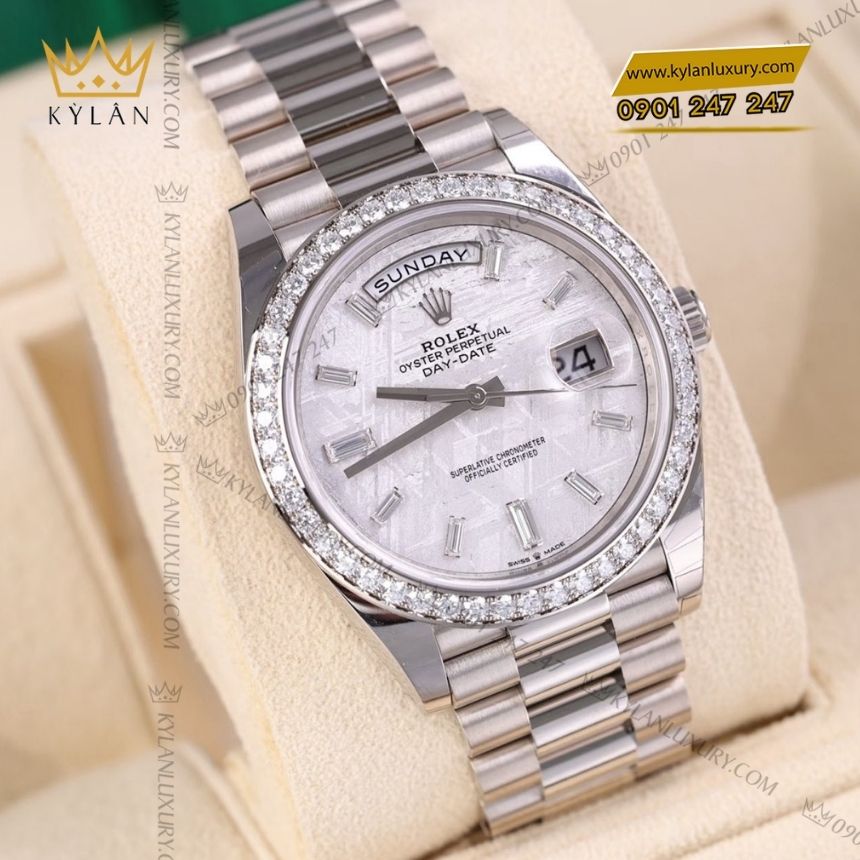 Kỳ Lân Luxury rolex daydate40 228349rbr 0040 4 Đồng hồ Rolex Day Date 40 mặt thiên thạch 228349RBR-0040