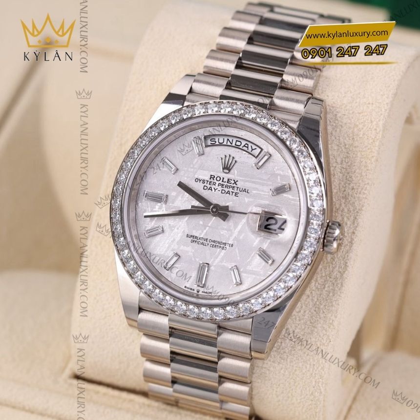 Kỳ Lân Luxury rolex daydate40 228349rbr 0040 5 Đồng hồ Rolex Day Date 40 mặt thiên thạch 228349RBR-0040