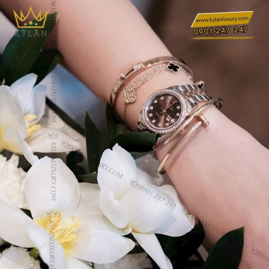 Kỳ Lân Luxury rolex lady datejust 28 279381rbr 0011 6 Đồng hồ Rolex Lady-Datejust 28 mặt số chocolate 279381RBR-0011