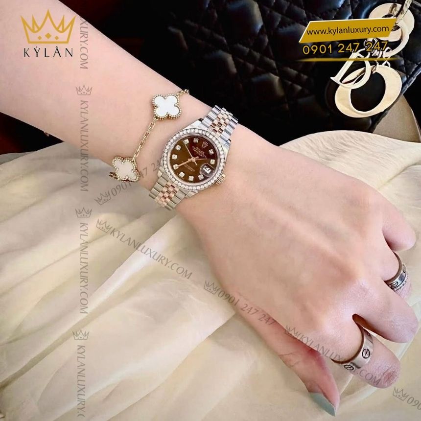 Kỳ Lân Luxury rolex lady datejust 28 279381rbr 0011 8 Đồng hồ Rolex Lady-Datejust 28 mặt số chocolate 279381RBR-0011