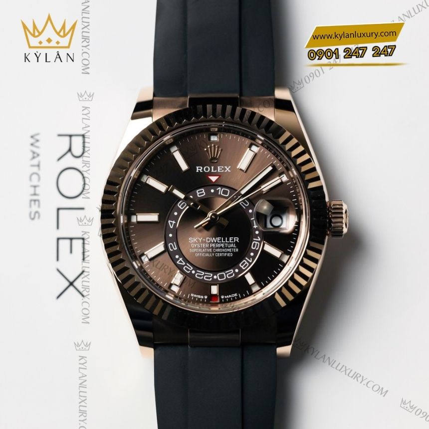 Kỳ Lân Luxury rolex sky dweller 336235 0002 6 Đồng hồ Rolex Sky Dweller mặt chocolate 336235-0002