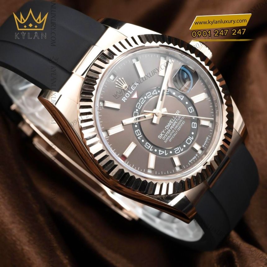 Kỳ Lân Luxury rolex sky dweller 336235 0002 9 Đồng hồ Rolex Sky Dweller mặt chocolate 336235-0002