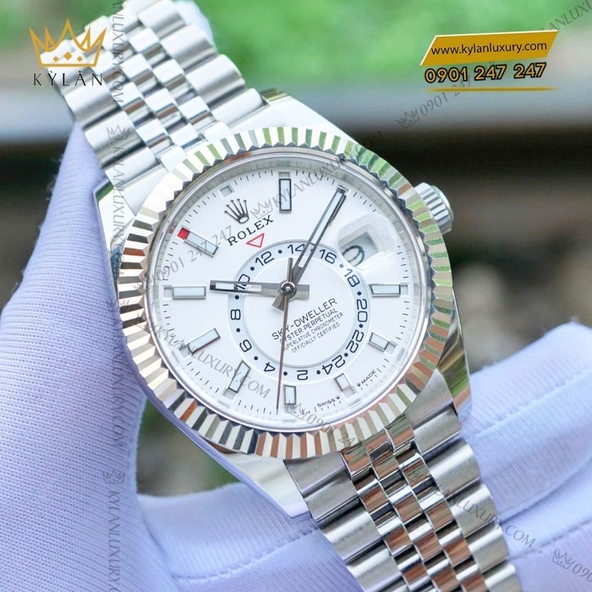 Kỳ Lân Luxury rolex sky dweller 336934 0004 4 Đồng hồ Rolex Sky Dweller mặt số trắng 336934-0004