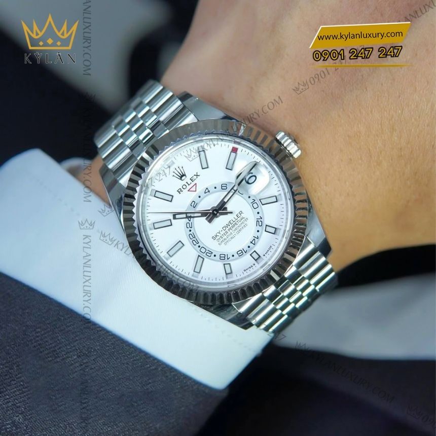 Kỳ Lân Luxury rolex sky dweller 336934 0004 7 Đồng hồ Rolex Sky Dweller mặt số trắng 336934-0004