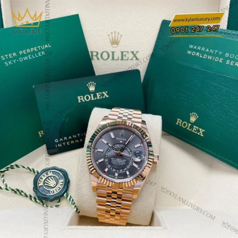 Đồng hồ Rolex Sky-Dweller vàng hồng mặt xám 336935-0008
