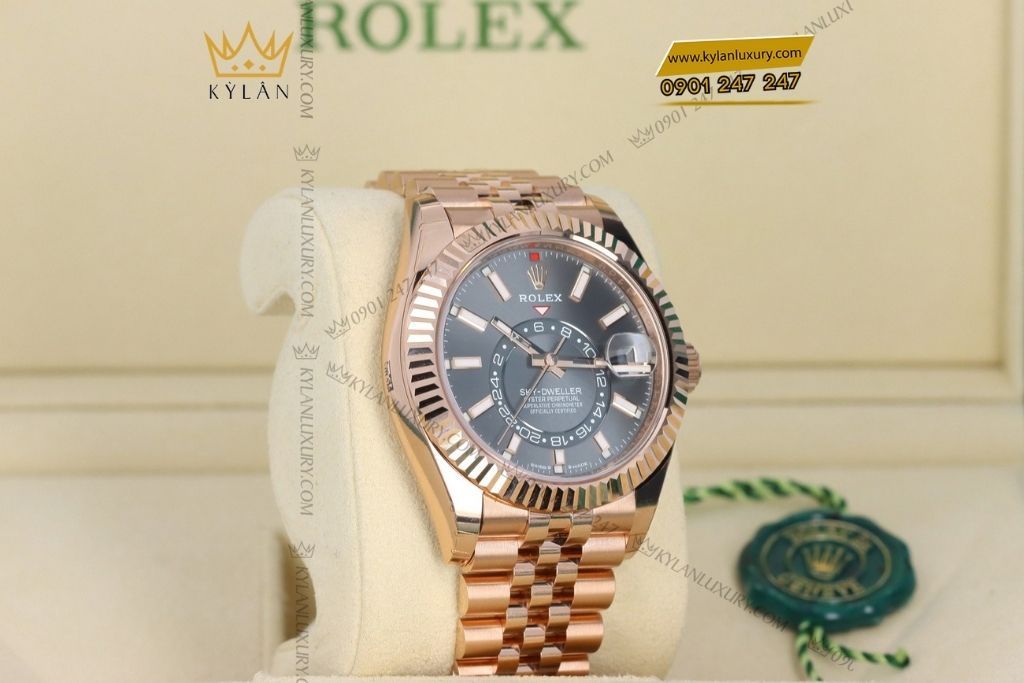 Kỳ Lân Luxury rolex sky dweller 336935 0008 4 Đồng hồ Rolex Sky-Dweller vàng hồng mặt xám 336935-0008