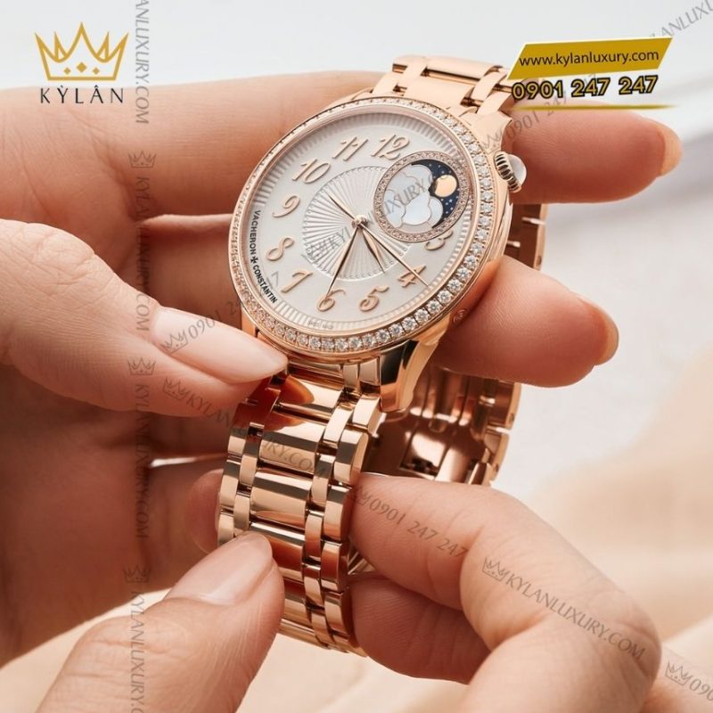 Đồng hồ Vacheron Constantin Égérie Moon Phase vàng hồng 18K