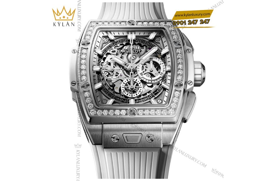 Vỏ titanium đánh bóng kết hợp vành đính 48 viên kim cương của Hublot Spirit of Big Bang 42mm