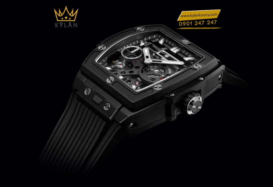 Đồng hồ Hublot Spirit of Big Bang Meca-10 Black Magic 45MM với mặt số skeleton và vỏ ceramic đen hiện đại