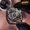 Cận cảnh bộ máy skeleton RM 43-01 với tourbillon và split-seconds.