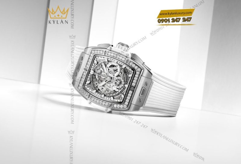 Đồng hồ Hublot Spirit of Big Bang Titanium White Diamonds 42mm mặt skeleton và dây cao su trắng sang trọng