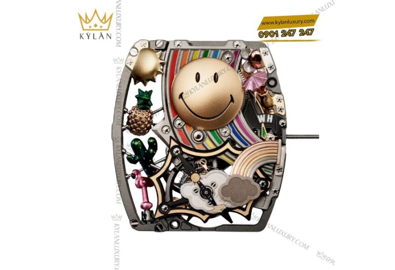 Biểu tượng Smiley bằng vàng được microblasted và sơn thủ công trên đồng hồ RM 88
