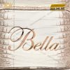 Balo da cá Alligator white đính logo vương miện và chữ Bella vàng Au750