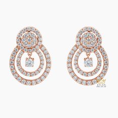 Bông tai vàng hồng Au750 đính kim cương