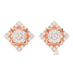 Bông tai vàng hồng Au750 đính kim cương