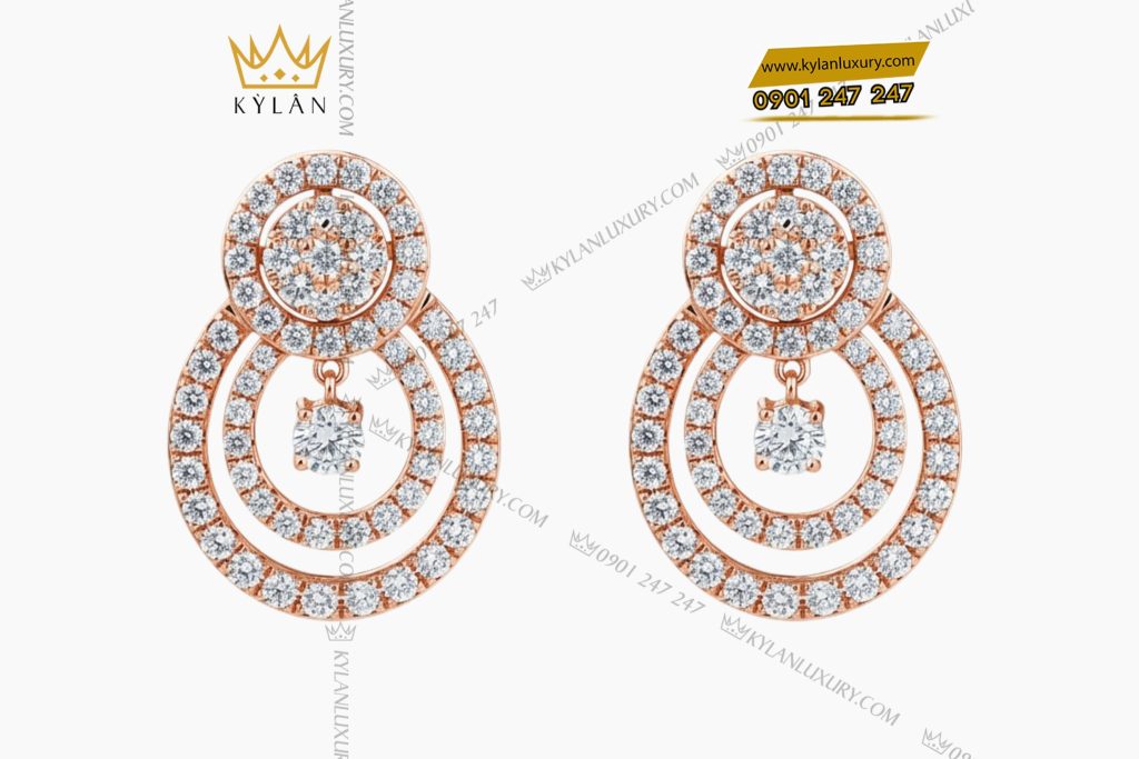 Bông tai vàng hồng Au750 đính kim cương