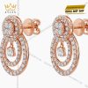 Bông tai vàng hồng Au750 đính kim cương