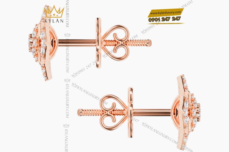 Bông tai vàng hồng Au750 đính kim cương