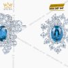 Bông tai vàng trắng Au750 đính kim cương và đá Topaz