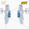 Bông tai vàng trắng Au750 đính kim cương và đá Topaz
