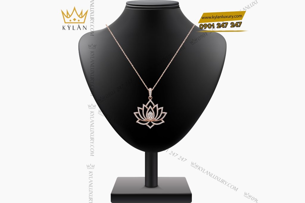 Dây chuyền Hoa Sen vàng hồng Au750 đính kim cương