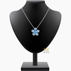 Dây chuyền bông hoa 5 cánh đính kim cương và đá topaz