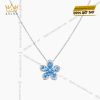 Dây chuyền bông hoa 5 cánh đính kim cương và đá topaz