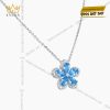 Dây chuyền bông hoa 5 cánh đính kim cương và đá topaz