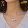 Dây chuyền bông hoa 5 cánh đính kim cương và đá topaz