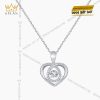 Mặt dây chuyền trái tim vàng trắng Au750 đính kim cương