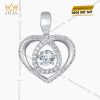 Mặt dây chuyền trái tim vàng trắng Au750 đính kim cương