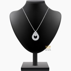 Dây chuyền vàng trắng Au750 đính kim cương