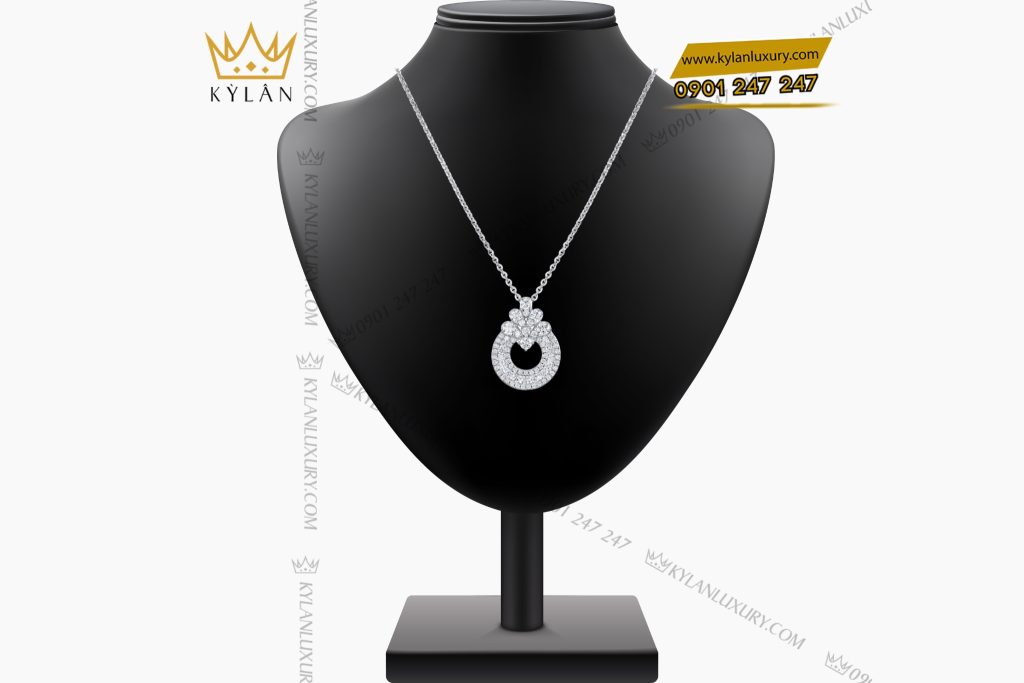 Dây chuyền vàng trắng Au750 đính kim cương