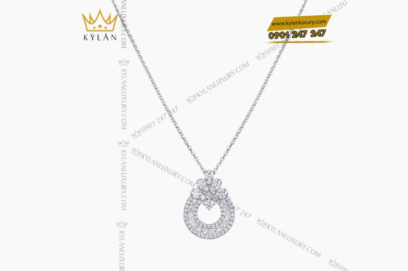 Dây chuyền vàng trắng Au750 đính kim cương