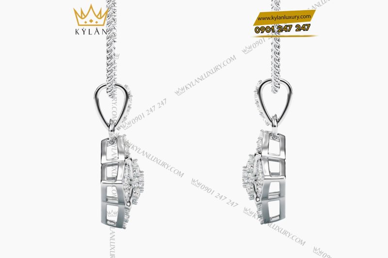 Dây chuyền vàng trắng Au750 đính kim cương