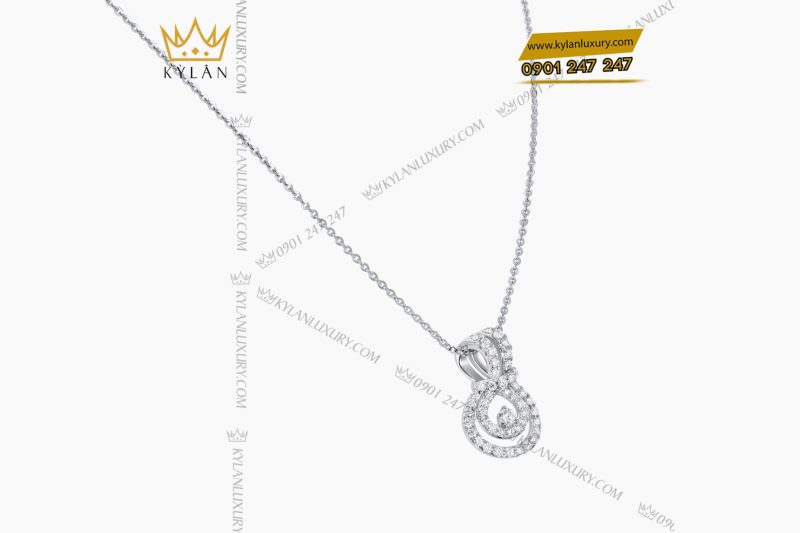 Dây chuyền vàng trắng Au750 đính kim cương