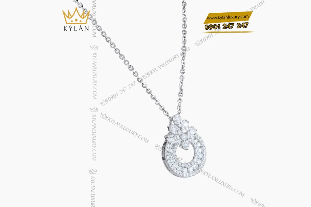 Kỳ Lân Luxury Day chuyen vang trang Au750 dinh kim cuong 5 1 Dây chuyền vàng trắng Au750 đính kim cương