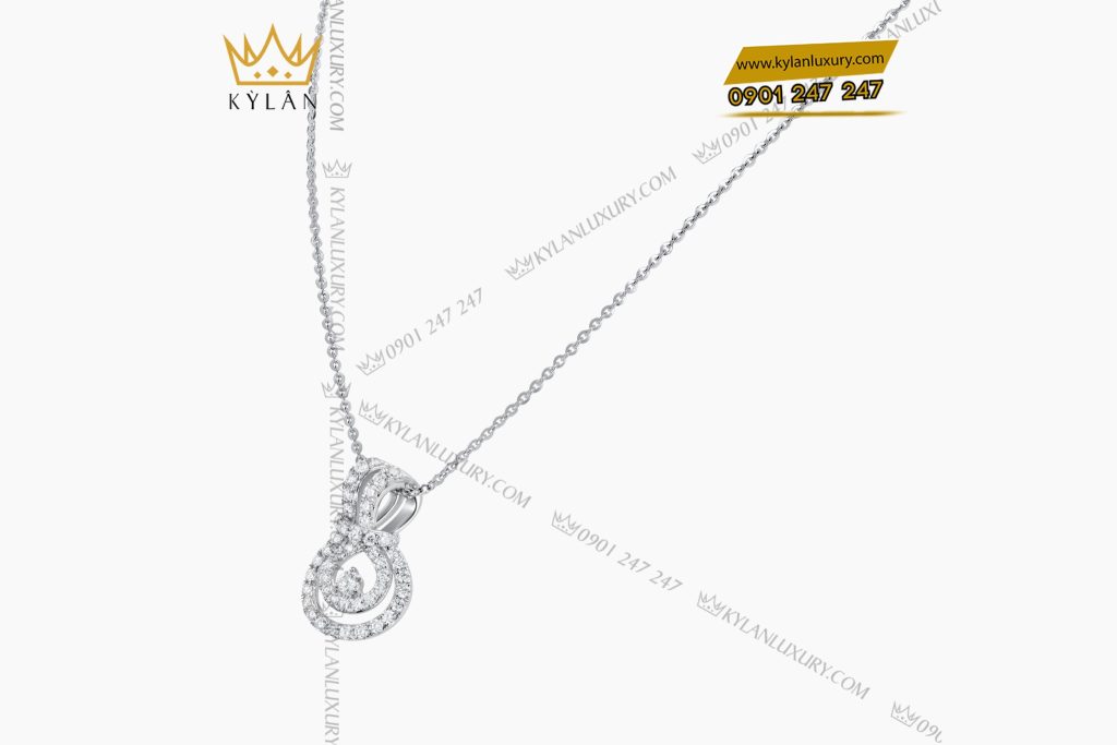 Kỳ Lân Luxury Day chuyen vang trang Au750 dinh kim cuong 5 Dây chuyền vàng trắng Au750 đính kim cương