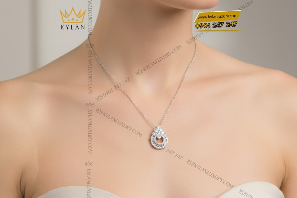 Kỳ Lân Luxury Day chuyen vang trang Au750 dinh kim cuong 8 1 Dây chuyền vàng trắng Au750 đính kim cương