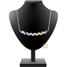 Dây chuyền vàng trắng Au750 đính kim cương và đá quý