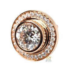 Khuy cài nút áo vàng hồng Au750 đính kim cương