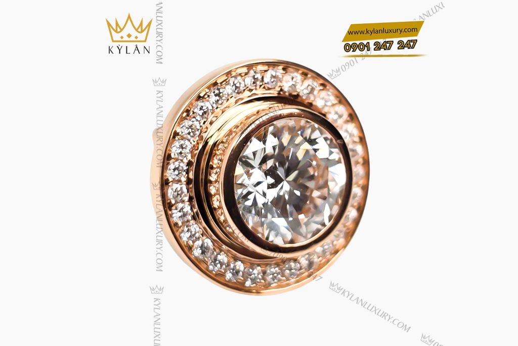 Khuy cài nút áo vàng hồng Au750 đính kim cương